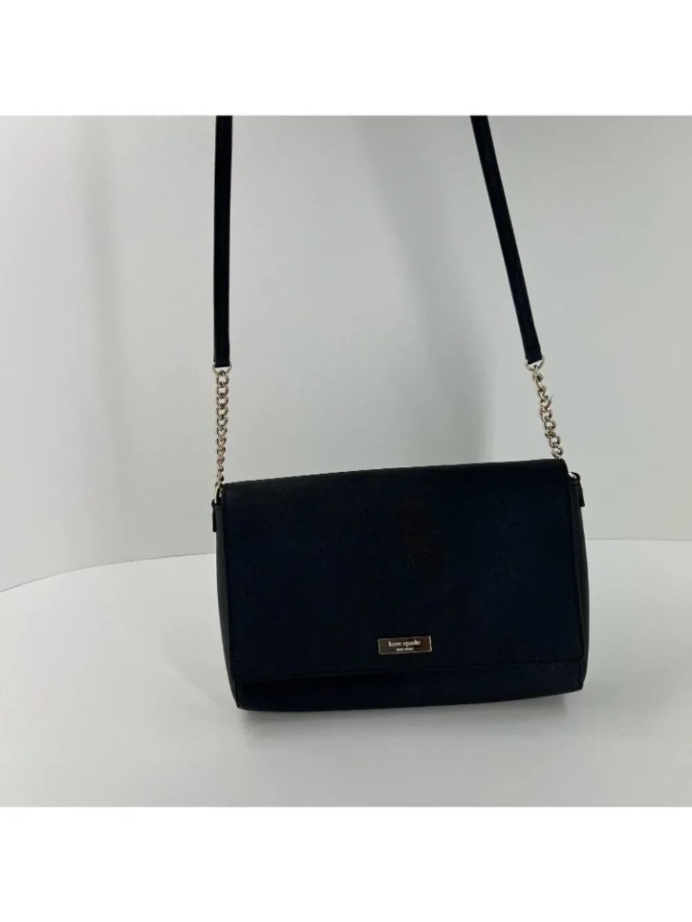 Kate Spade Tilden Place Alek Crossbody Bag Womens Saffiano Leather Chain Black